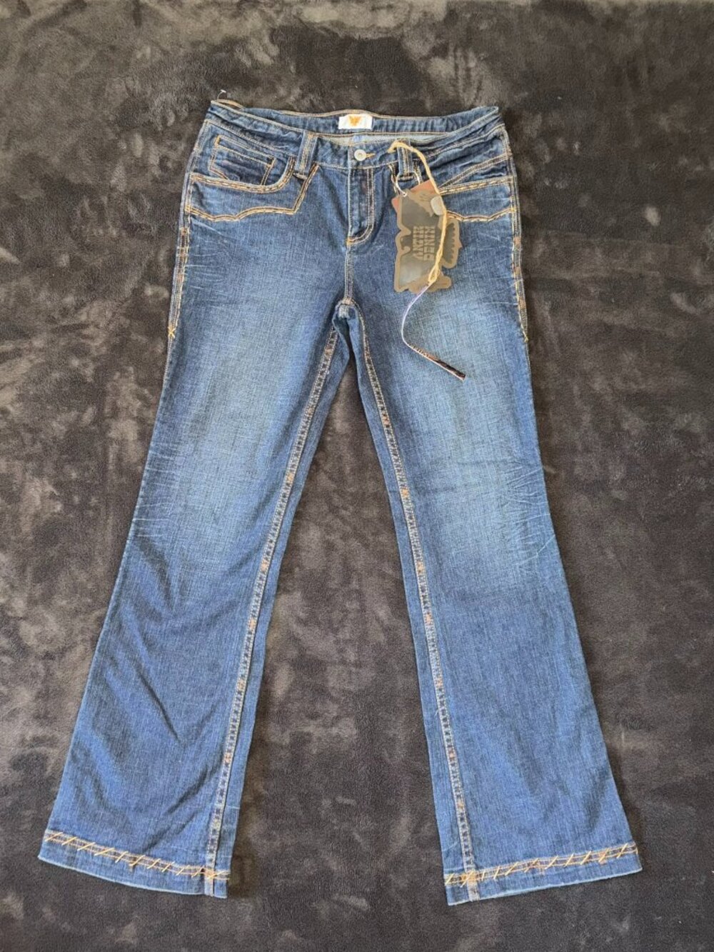 Y2k Vintage Deadstock Boho Bootcut Low Rise Jeans Antik Denim Size 31